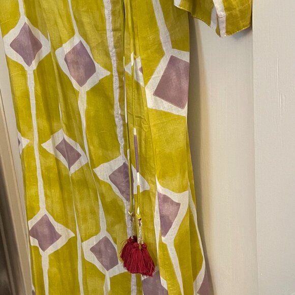 Dolma Iris Bohemian Geometric Long Wrap Dress with Tassels Size Medium - Picture 10 of 11